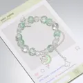 Forest style elegant green crystal bead bracelet with moon and butterfly charms for women - Galaxy Butterfly Bracelet Green