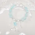 Sweet Mori style light blue crystal beaded bracelet featuring delicate star charms - Aurora Sea Star Bracelet Blue