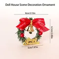 Miniature simulation Christmas wreath for dollhouse decoration with red bow bell - No.12 - Christmas Wreath with Merry Christmas Sign