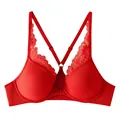 Elegante sujetador rojo con cierre delantero, encaje y diseño de espalda en Y - 70A / Rojo