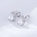 Elegant pear-cut cubic zirconia stud earrings in premium S925 sterling silver finish - 925 Silver / White