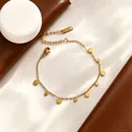 Elegant 18K gold plated stainless steel necklace with delicate disc pendants - Circular Bracelet - Gold (C384)