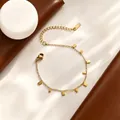 18K gold plated titanium steel minimalist bracelet featuring small square charms - Rectangular Bracelet - Gold (C386)