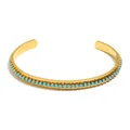Elegante bracciale rigido in acciaio inossidabile placcato oro 18K con pietre turchesi - Bracciale con Zircone al Centro / Oro Turchese