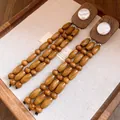 Orecchini pendenti vintage stile etnico fatti a mano con perle e grani di legno - Perno per orecchini in argento - Caffè / Marrone