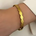 Bohemian gold hammered texture stainless steel bangle bracelet for women - Wavy Hammered (0076)