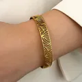 Bohemian ethnic gold hollow-out bangle made of non-fading stainless steel. - Geometric Pattern (N-1074)