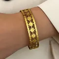 Vintage Bohemian gold-plated stainless steel bangle with a stylish hollow star design - Star Hollow Out (M-276)