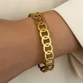 Vintage gold-plated stainless steel chain bracelet with textured hammered finish - Round Link (K-1428)