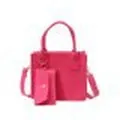 Sac à main en feutre magenta avec mini pochette assortie et bandoulière réglable. - Sac Cabas Bandoulière Et Porte-monnaie / Rose Rouge