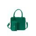 Élégant ensemble de sacs à main en feutre vert foncé avec sac bandoulière assorti pour femme - Sac Cabas Bandoulière Et Porte-monnaie / Vert