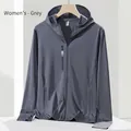 Women's gray ice silk sun protection jacket with UPF 50+ and hood for summer - Women-Dark Gray