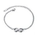 Bracelet double chaîne en acier inoxydable argenté avec symbole de l'infini - Bracelet Infini / Argenté