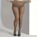 Medias de talla grande con estampado de leopardo cintura alta elástica y patrón digital - Talla Grande (40-150kg) / Leopardo Color Piel