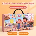 Set artistico per bambini da 50 pezzi in valigetta rosa a tema luna park - Parco divertimenti colorato / Set da 50 pezzi