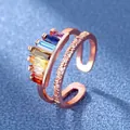 Anello corona arcobaleno in oro rosa con pietre di zirconia colorate - Aperto Regolabile / Oro rosa