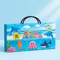 Set artistico per bambini da 50 pezzi a tema avventura oceanica con custodia portatile - Mondo Marino / Set da 50 pezzi