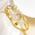 Bracciale rigido Albero della Vita in acciaio inossidabile dorato con zirconi - Oro 18K / Dorato (sztx075)