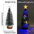 Mini sapin de Noël lumineux avec base en bois et étoile - Sapin de Noël 22CM avec lumières colorées