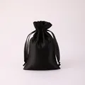 Elegant black satin drawstring pouch ideal for jewelry, wigs, and dustproof gift packaging. - 15*20cm / Black