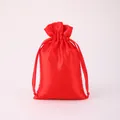 Elegant vibrant red satin drawstring gift bag perfect for jewelry or accessories packaging - Red