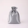 Elegant silver satin drawstring bag for jewelry and gifts packaging, smooth silk texture. - 15*20cm / Gray