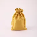 Premium golden satin drawstring gift pouch for jewelry packaging and wig storage bag - Gold