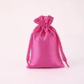 High-quality bright pink satin drawstring pouch for jewelry storage and gift packaging - Rose Red