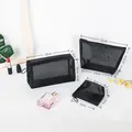 Set of black nylon mesh makeup bags in three sizes for cosmetics and toiletries - Mesh Bag 3-Piece Set (01+02+03)