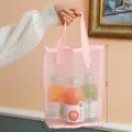 Portable pink nylon mesh storage bag for toiletries with 25x17x11cm size dimensions - 040 Open Tote Mesh Bag Light Pink