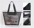 Large black nylon mesh cosmetic bag with dimensions: 40x28x28x12cm, zipper and handles. - Style 062 Black Large Mesh Tote