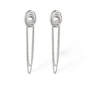 Orecchini a perno in acciaio argentato con design a nodi e lunghe catenine sottili - Nappa con Nodo a Spirale Argento (46395)