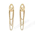 Elegant 18K gold-plated stainless steel earrings featuring multi-strand tassel chains - Nested Oval Gold (46390)