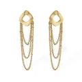 Elegant 18K gold-plated stainless steel tassel earrings with geometric diamond studs - Rhombus Geometric Gold (46381)