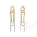 Elegant 18K gold plated stainless steel long tassel drop earrings for women set - Teardrop Gold (46384)