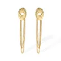 Elegant 18K gold plated stainless steel tassel drop earrings with twisted stud design - Twisted Loop Gold (46394)