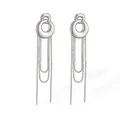 Minimalist stainless steel tassel earrings in an elegant polished silver finish. - Double Hoop Silver (46393)