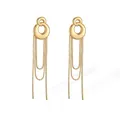 Elegant 18K gold plated stainless steel tassel drop earrings for women variant display - Double Hoop Gold (46392)