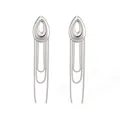 Elegant silver-toned stainless steel tassel earrings featuring long hanging drop chains - Hollow Waterdrop Silver (46385)