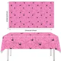 Pink Halloween disposable tablecloth with black spiderweb pattern, size 137x274 cm - Pink Spider Web / 54*108inch