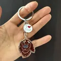 Cute brown dog head enamel keychain with I Love Dogs round tag for car keys and bags - Tan Dachshund