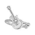 Orecchino a clip a forma di chitarra con smalto bianco e zirconi brillanti - Rame (Placcato Oro Bianco) / 1 Pezzo Chitarra Bianca Clip per Orecchio Destro