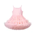 Beautiful girls pink layered tutu camisole dress featuring delicate bow details on skirt - 120cm / Pink Bowknot