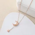 Elegant rose gold-toned moon and star pendant necklace crafted in durable stainless steel. - 132#XL2606-028