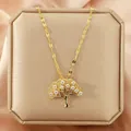 Elegant gold tree of life pendant necklace with sparkling crystal accents for women - 136#XL1470-013
