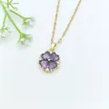 Elegant gold necklace with a purple heart-shaped floral gemstone pendant - 202#XL2605-030