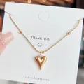 Elegant gold plated heart pendant necklace with beaded snake chain and gift card - 203#xl1338-21 Gold