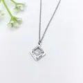 Elegant silver stainless steel necklace with double square crystal pendant jewelry - 214#XL1470-179