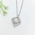 Elegant stainless steel necklace for women with white stone pendant and zircon detail - 218#XL1200-289