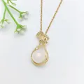 Elegant gold-plated lucky bag pendant necklace with white pearl and sparkling crystals - 221#XL1200-292